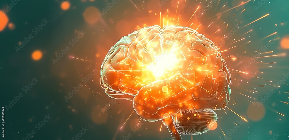 Canvas Prints an intelligence concept with an image of a glowing brain