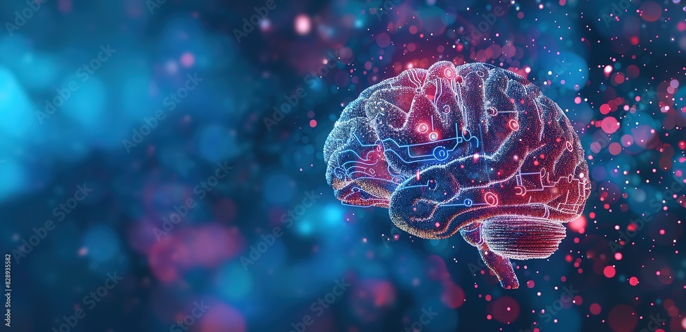 Wall mural an artificial intelligence themed background with a futuristic brain shape