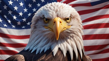 american eagle with flag