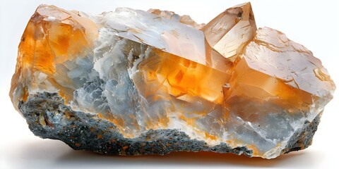 Amber Ore Isolated on White Background for Design Projects. Concept Minerals, Amber, Gemstones, Fossil, White Background