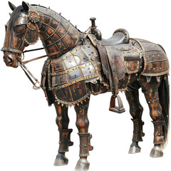Medieval Armored Horse Figure Isolated without Background