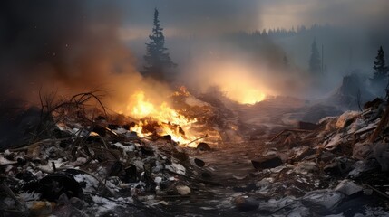 Obraz premium The smoke and smell of landfill UHD Wallpaper