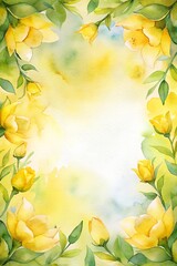 Watercolor frame with yellow blossoms