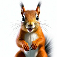 beautiful red squirrel on a white background,
