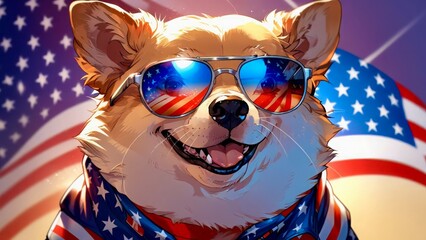 american patriotic dog with flag