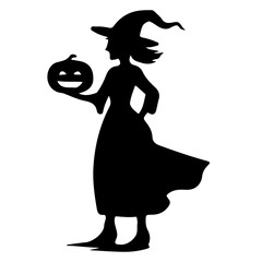 halloween witch with pumpkin