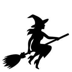 halloween witch flying on a broom