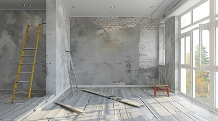 Renovation interior. 3D render