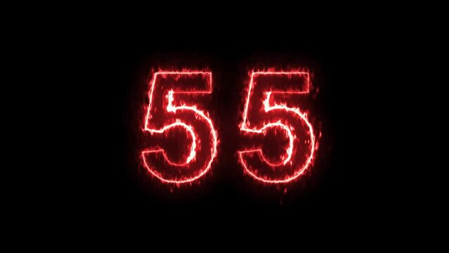 Circle neon light 60 seconds countdown on black background. 4K.