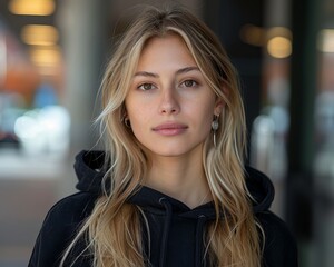 Obraz premium Young woman standing outside, portrait.