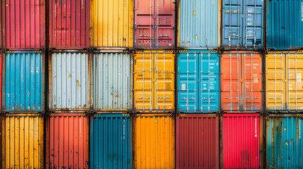Fototapeta premium Container Terminal at Dusk, Industrial Container Cargo freight ship for Logistic Import Export background.