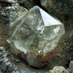 rough diamond in gemstone mine.