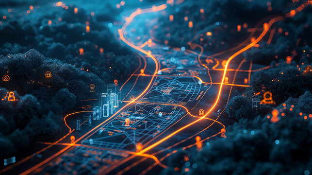 Innovative digital map visualization integrated with GPS navigation features with customizable terrain layers