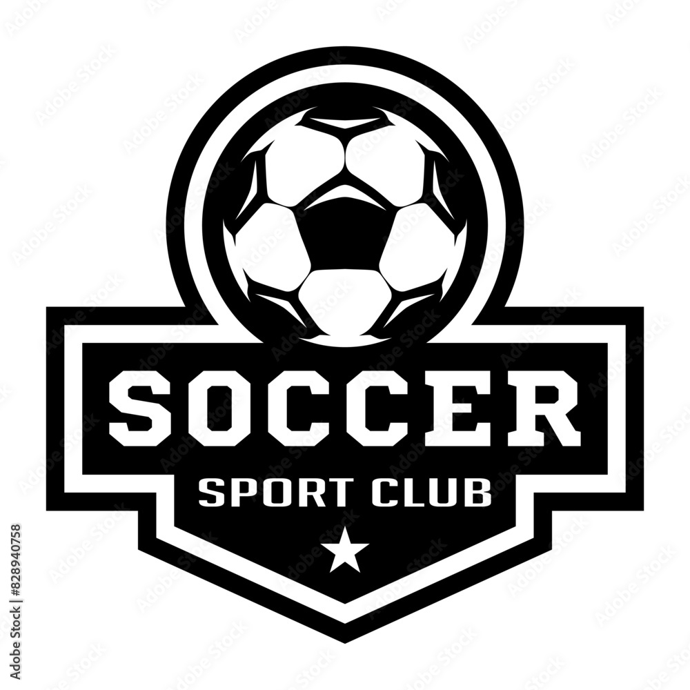 Wall mural Soccer ball, football logo. Sport games. Sporting equipment. Emblem, badge.