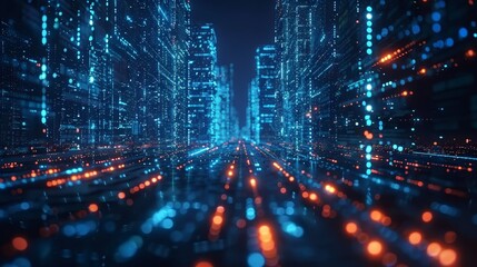 Fototapeta premium Big data city connection technology concept 