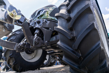 Bottom view of agricultural tractor