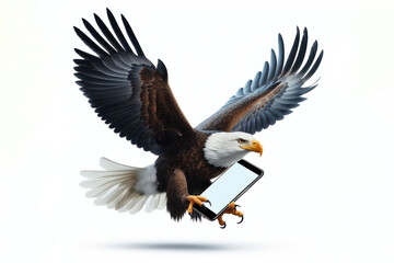 Fototapeta premium Eagle snatched smartphone from tourists