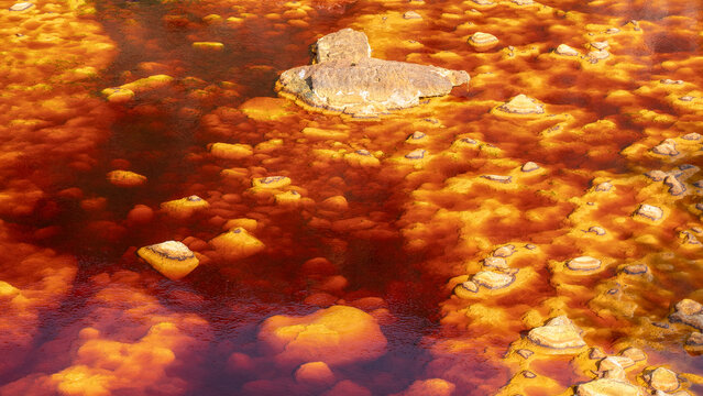 Surreal Orange Waters of Rio Tinto, Huelva, Spain