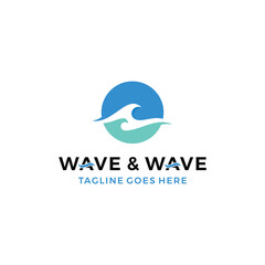 Blue wave logo icon vector illustration 