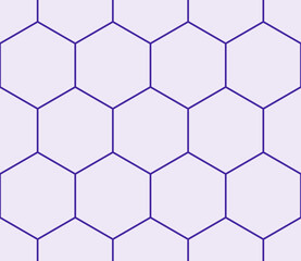 Vector seamless pattern. Purple color on matching background. Simple hexagon grid. Large hexagons. Seamless pattern. Tileable vector illustration.