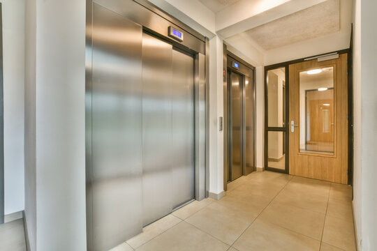 Modern elevator lobby with minimalist design