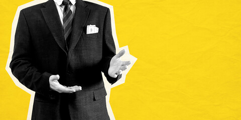 Creative Art Collage Clipart Background Advertisment Design Copyspace Yellow Wallpaper Post Card Poster Banner Flyer