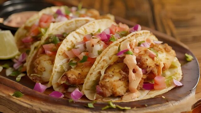 Authentic islandstyle fish tacos made with handpressed tortillas and a smoky chipotle aioli.