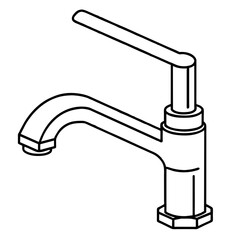 line drawing of a faucet with a single handle