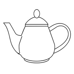  simple line drawing of a teapot with a spout and handle