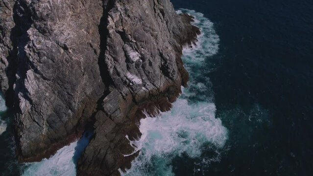 Punta Lobos beach in Baja California Sur, Mexico. Beautiful drone footage of the ocean cliffs.