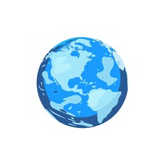 Flat Vector Logo of the Earth Blue Color on White Background
