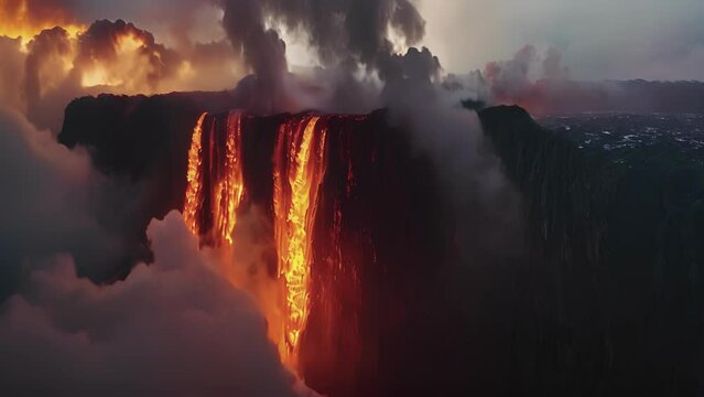 The beauty of nature on full display as a waterfall is transformed into a blazing wonder during the firefall phenomenon.