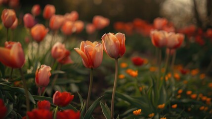 Obraz premium Tulips bloomed in a garden