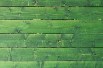 Green painted wood texture, wooden background.