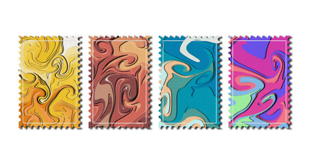 postage stamps with liquify effect. isolated