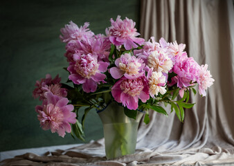 flower arrangement, tender, spring, pink peonies