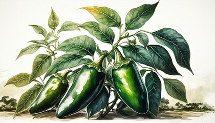 
Illustration of a jalape&ntilde;o pepper plant 3