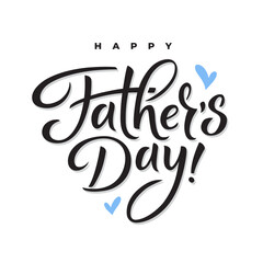 Happy Father's Day greeting card or banner design with hand drawn lettering on white background.