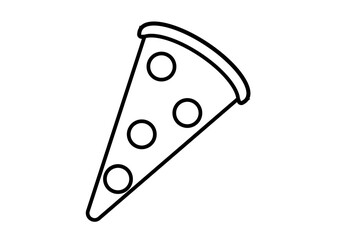 Icono negro de porción de pizza en fondo blanco.