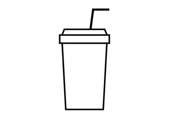 Icono negro de vaso de refresco en fondo blanco.