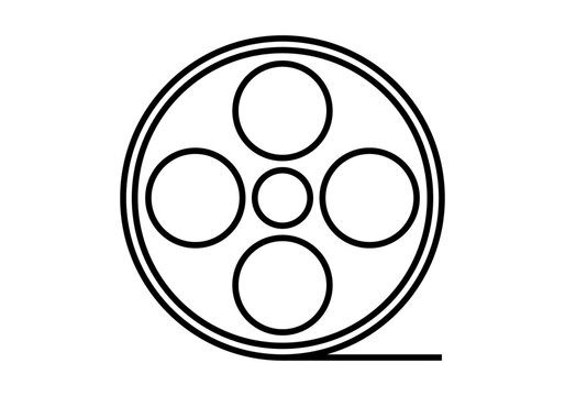 Icono negro de carrete de pel&iacute;cula de cine.