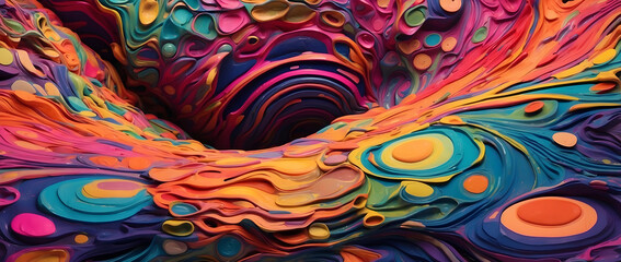 A psychedelic explosion of color and pattern, radiating outwards like ripples in a pond.