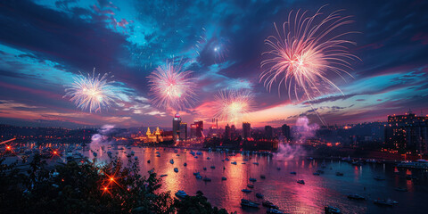 Naklejka premium 4th of July fireworks