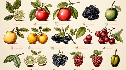 Fruits watercolor clipart set: vibrant fruits - perfect for invitations and designs
