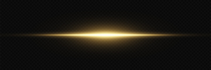 Glowing line and flare. Magic neon light, horizontal beam. On a transparent background.
