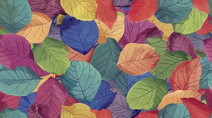 Vibrant multi-colored leaves pattern perfect for a lively autumn background design. 