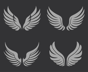 Elegant gray wing designs vector set