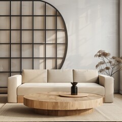 Modern Living Room with Japandi and Boho Style