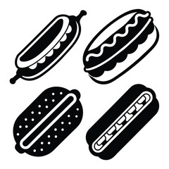 Set of Hot Dog icon vector on white background