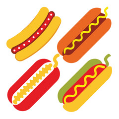 Set of Hot Dog icon vector on white background